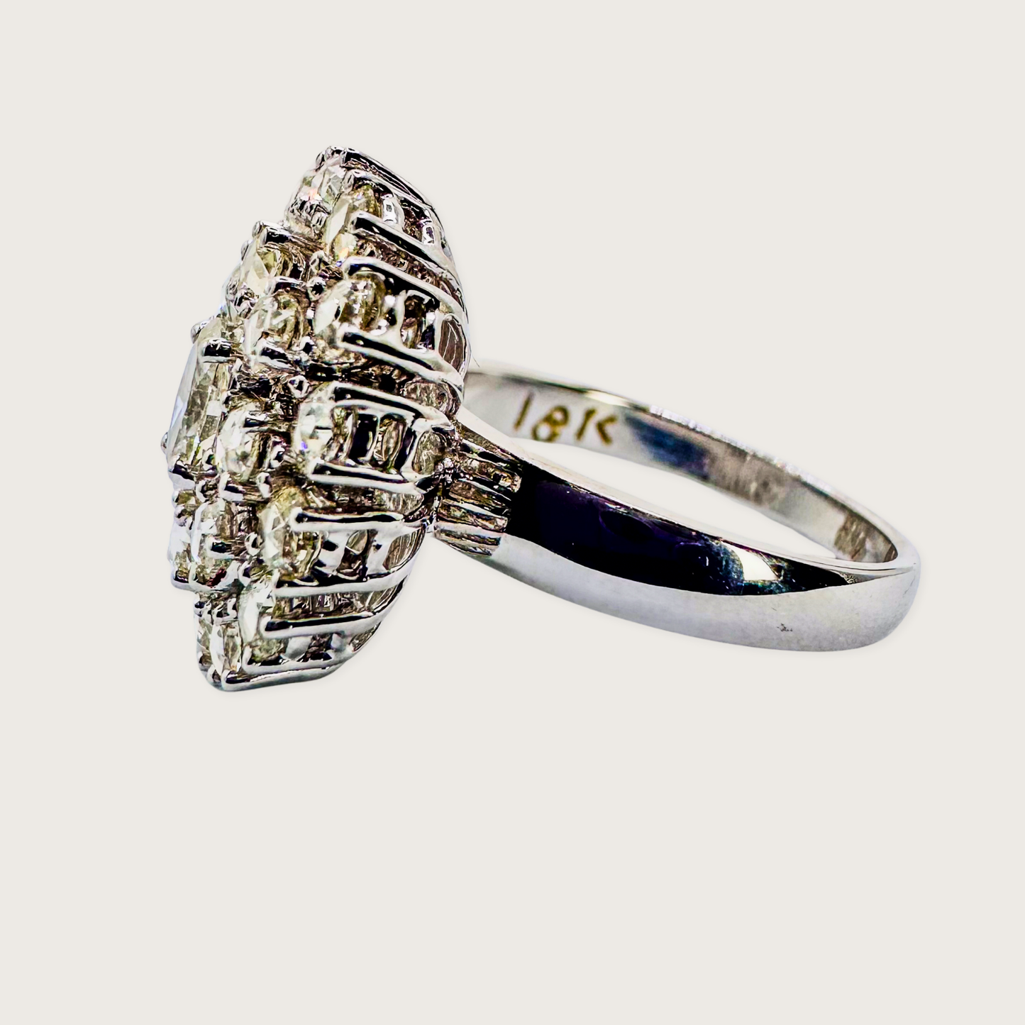 Eternal Halo – Multi-Layer Diamond Ring in 18K White Gold