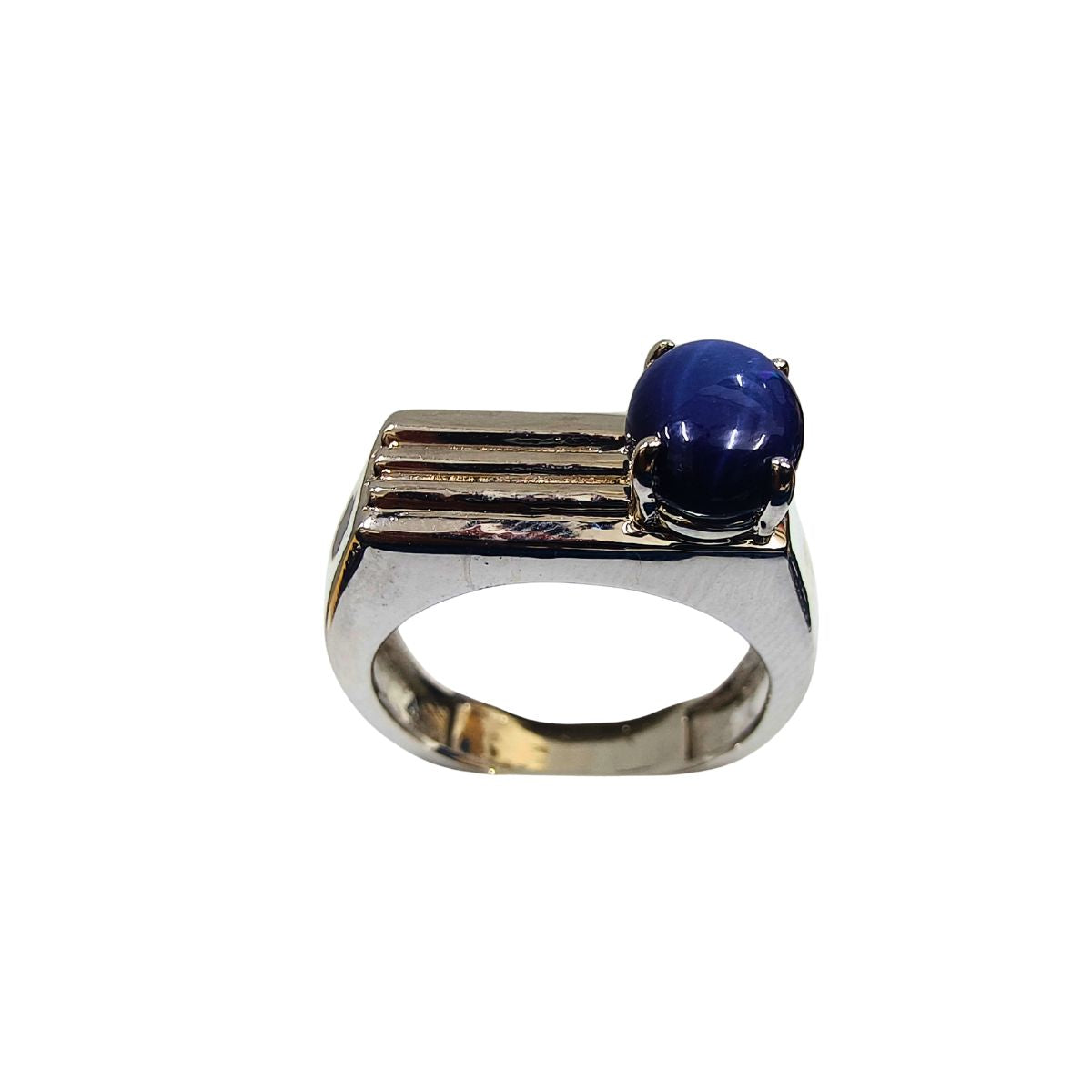 Lundi Blue Star Silver Ring for Men