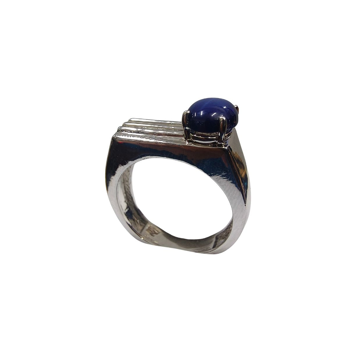 Lundi Blue Star Silver Ring for Men
