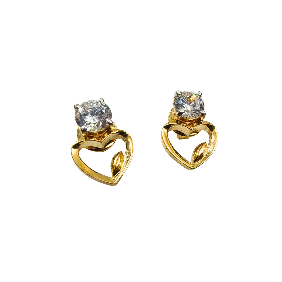 Sweet Heart Zircon Stud Earrings