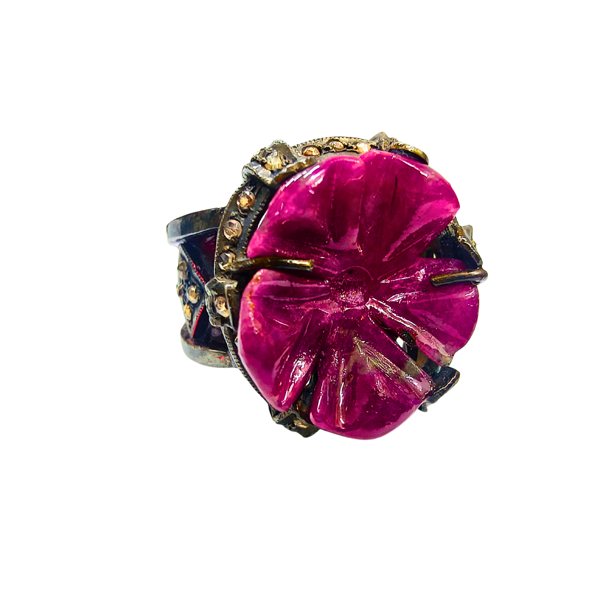 Carved Ruby & Diamond Men’s Ring