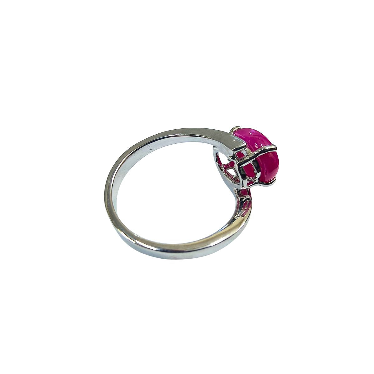 Elegant Pink Lundi Star Ring in Pure Silver