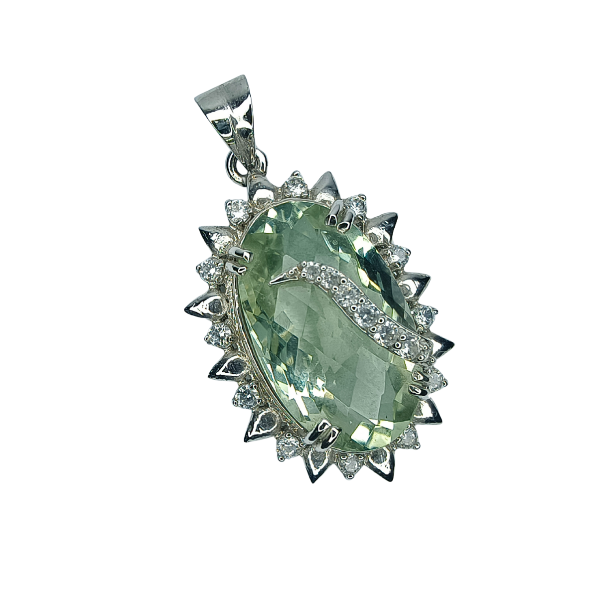 Celestial Green Amethyst & Zirconia Charm Pendant