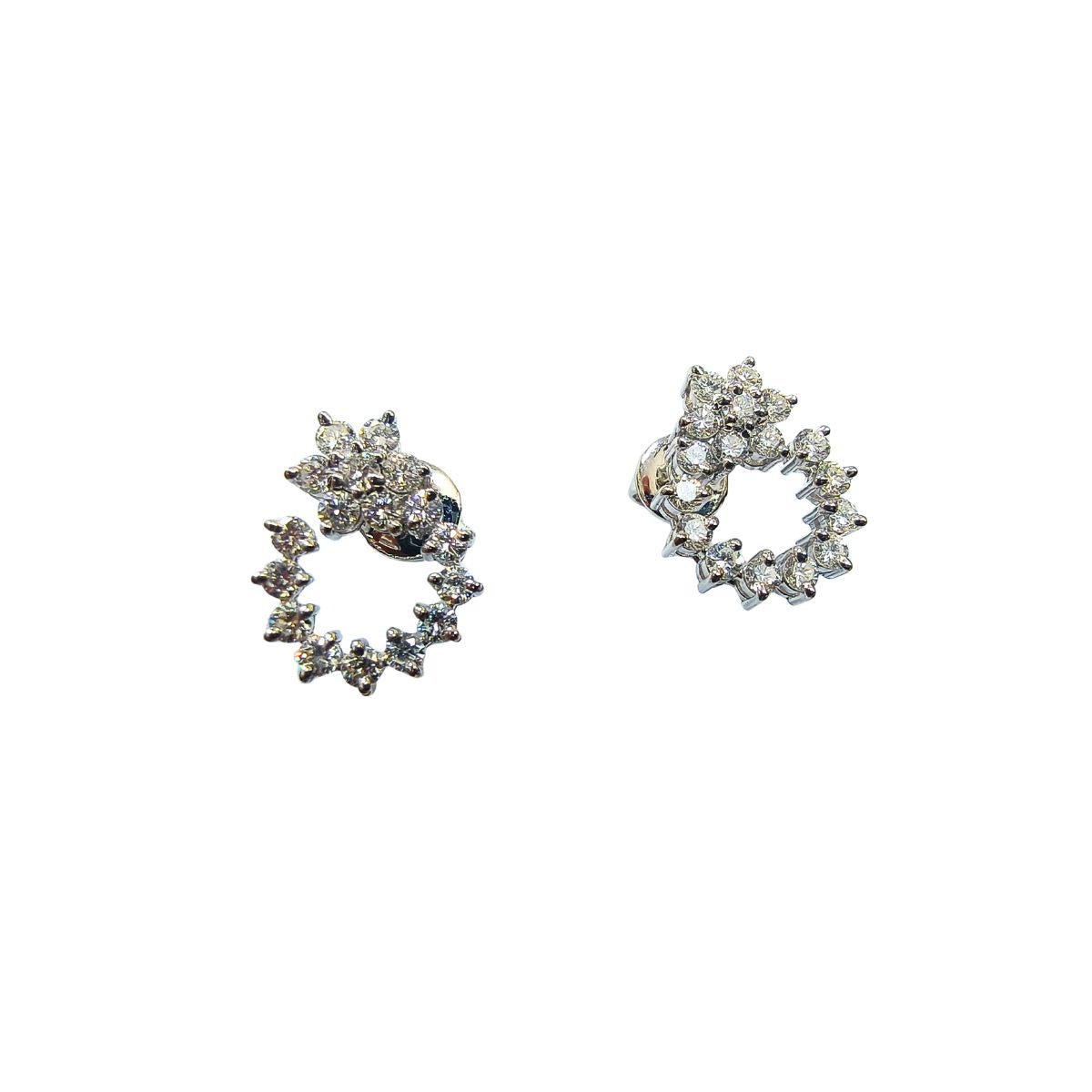 Classic Diamond Flower Halo Stud Earrings