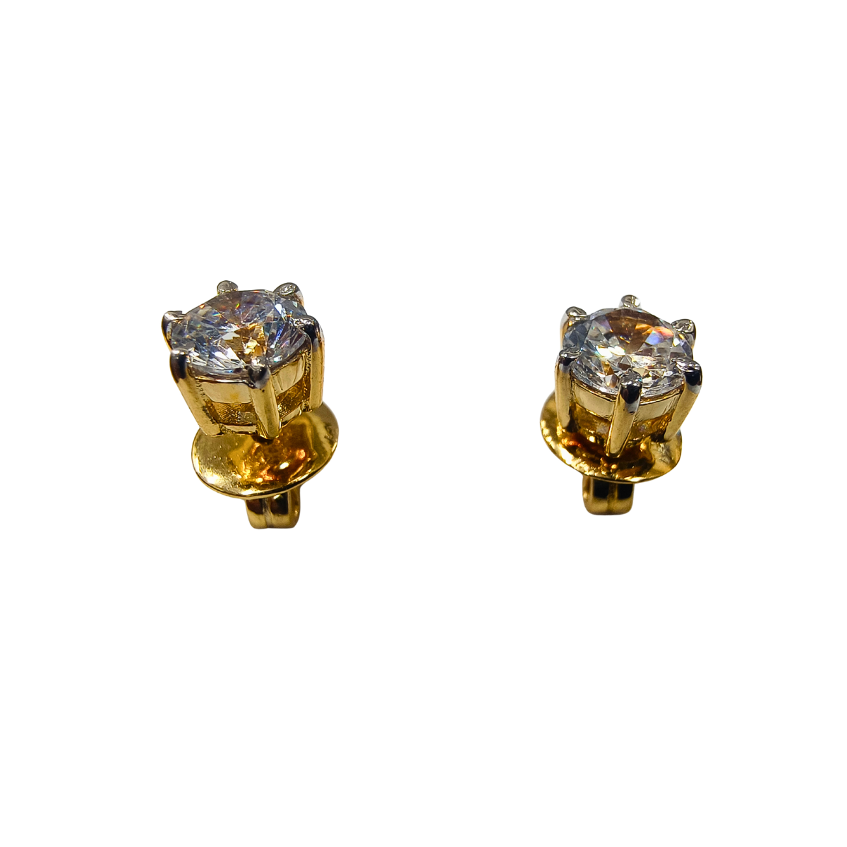 Single Zircon Elegant Eartop in Gold-Plated Silver