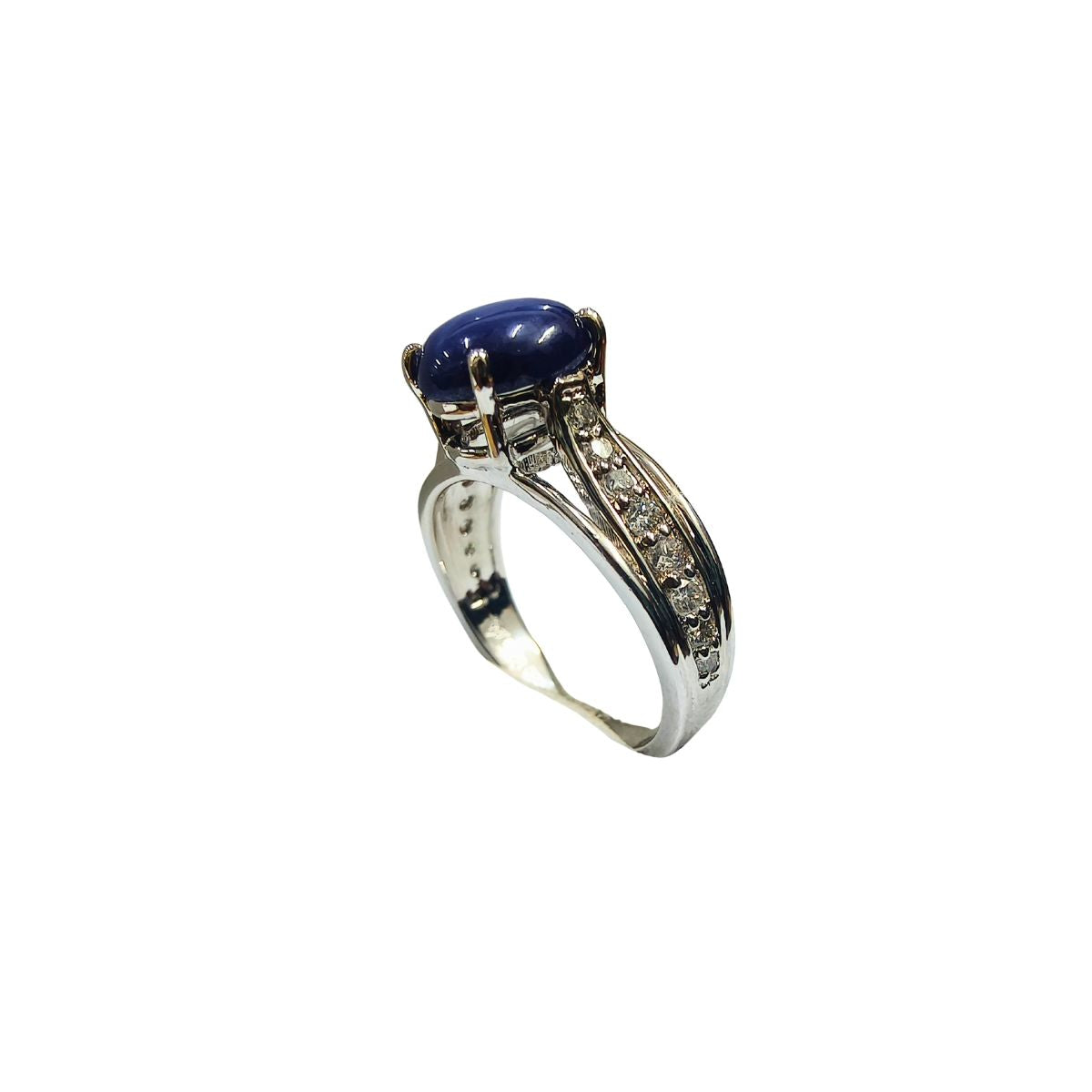 Elegant Lundi Star Blue & Diamond Lab Grown Silver Ring