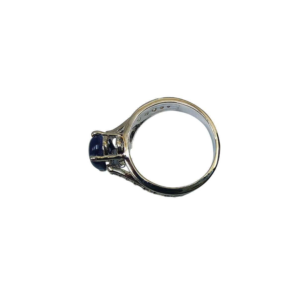 Elegant Lundi Star Blue & Diamond Lab Grown Silver Ring