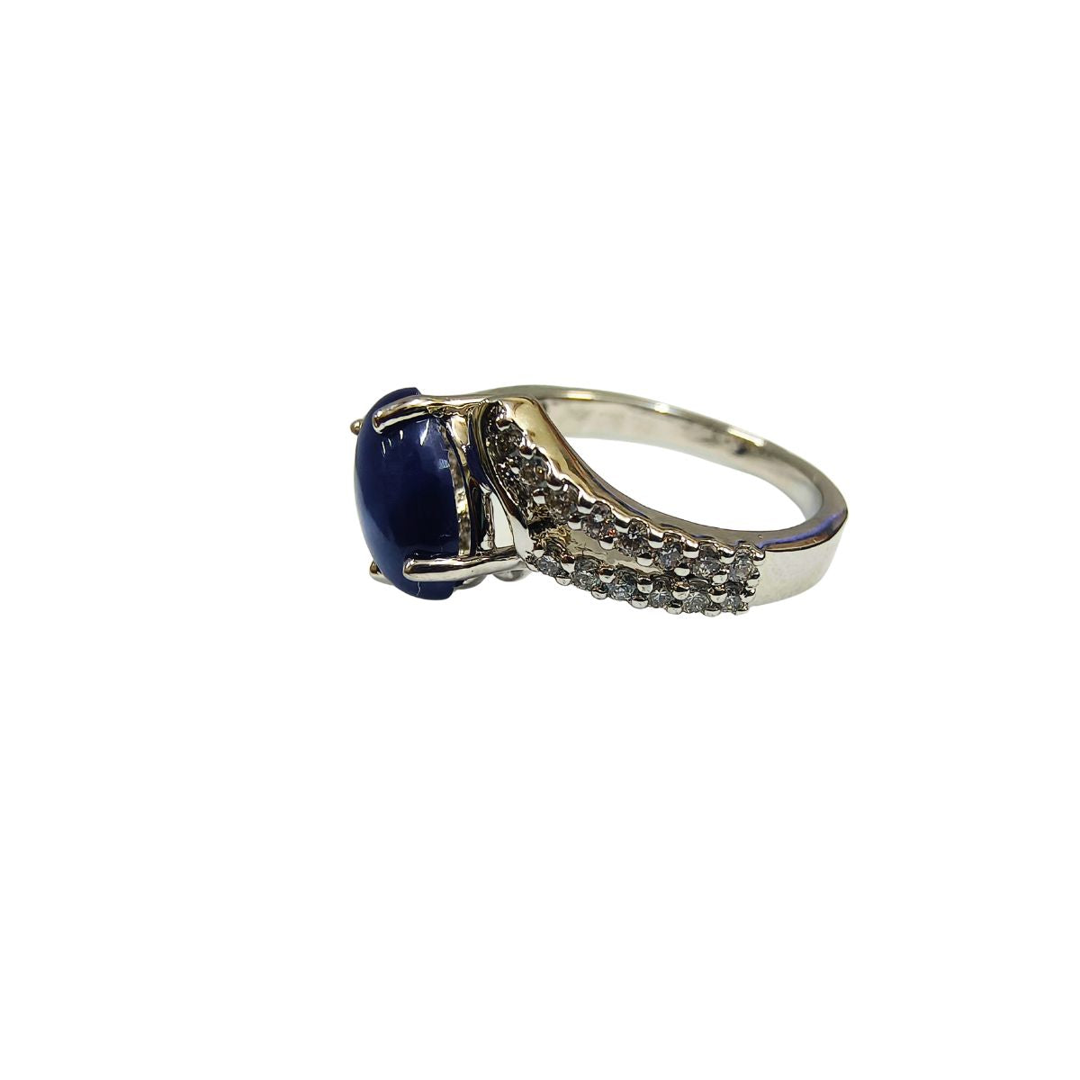 Lundi Star Blue & Diamond Lab Grown Ring in Fine Silver