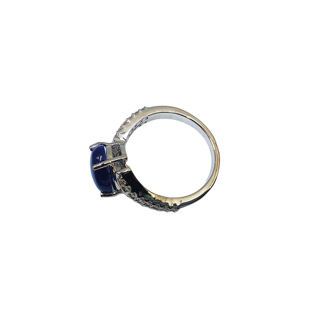 Lundi Star Blue & Diamond Lab Grown Ring in Fine Silver