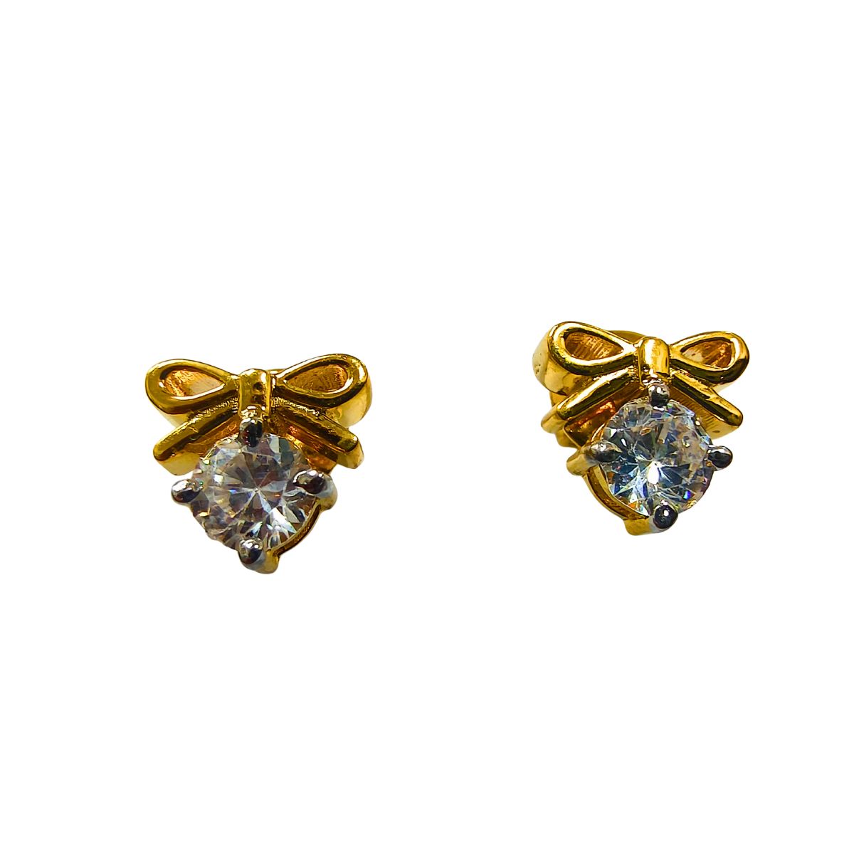 Premium Single Zircon Eartop Stud in Gold-Plated Sterling Silver