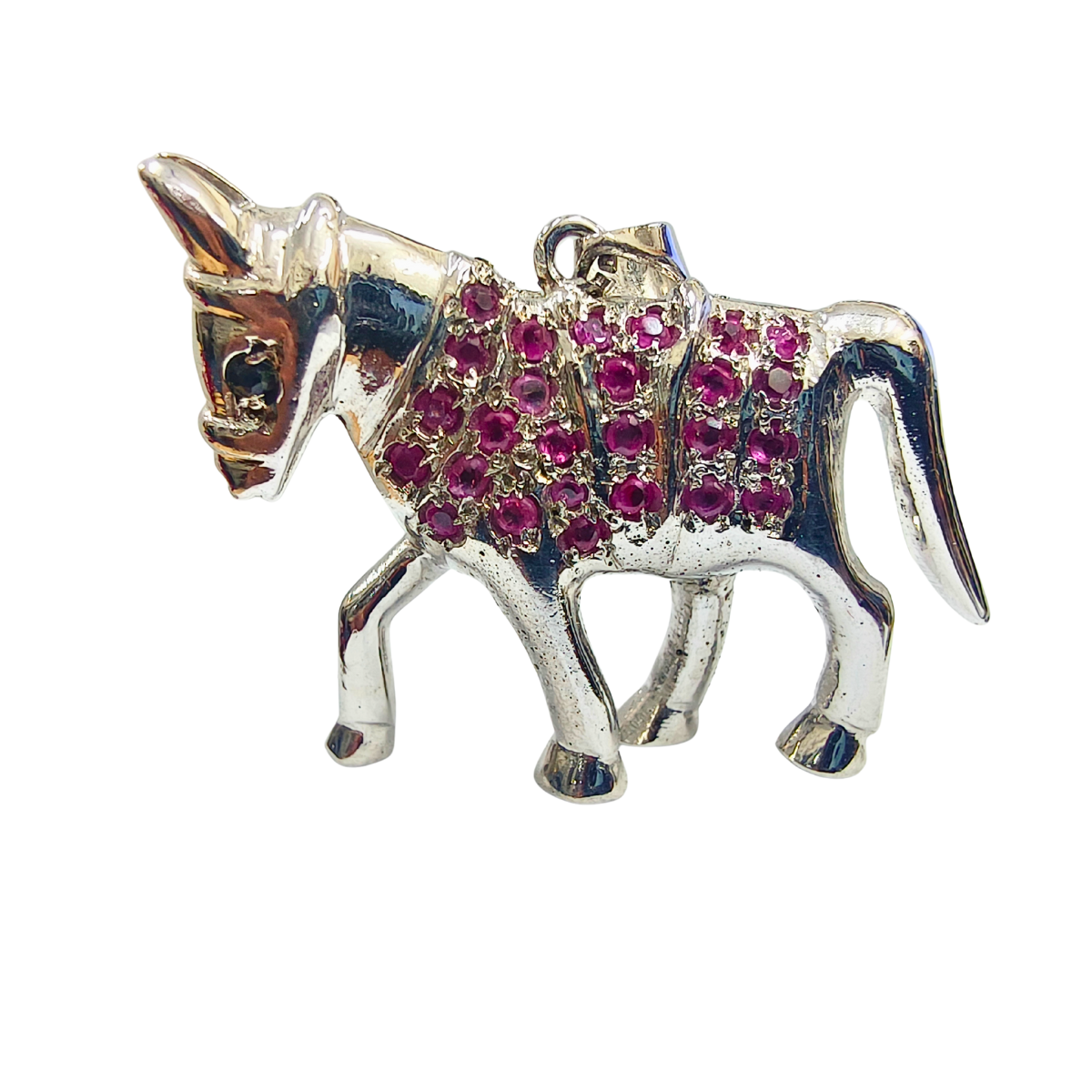 Majestic Horse Pendant with Ruby Accents