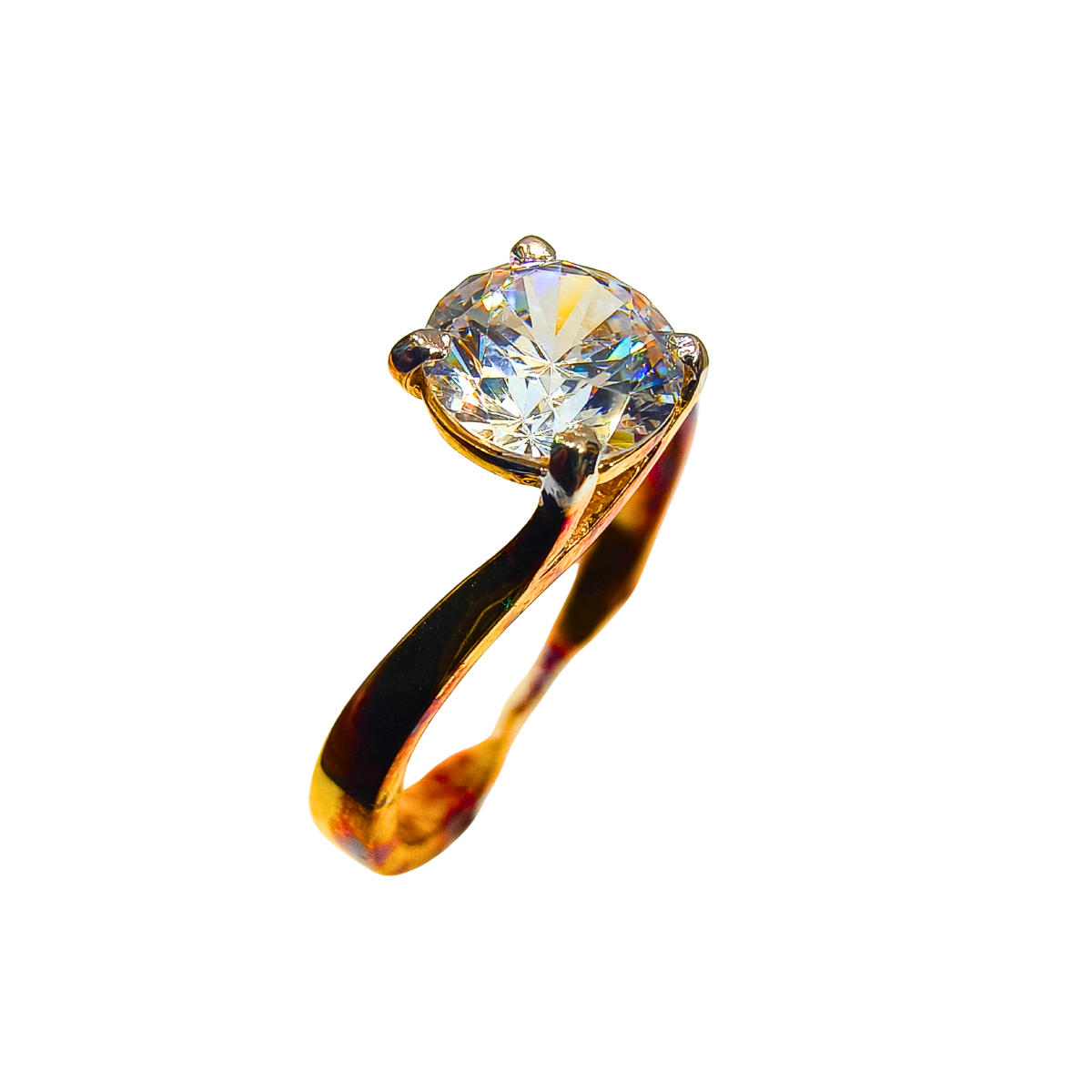 Classic Zircon Solitaire Ring in Gold-Plated Silver