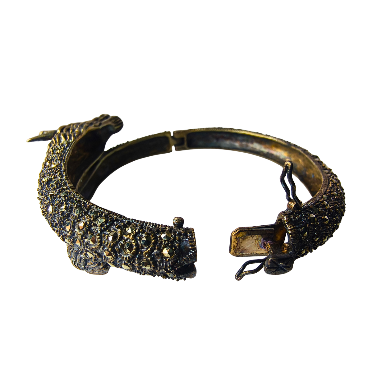 Imperial Dragon Face Silver Bangle
