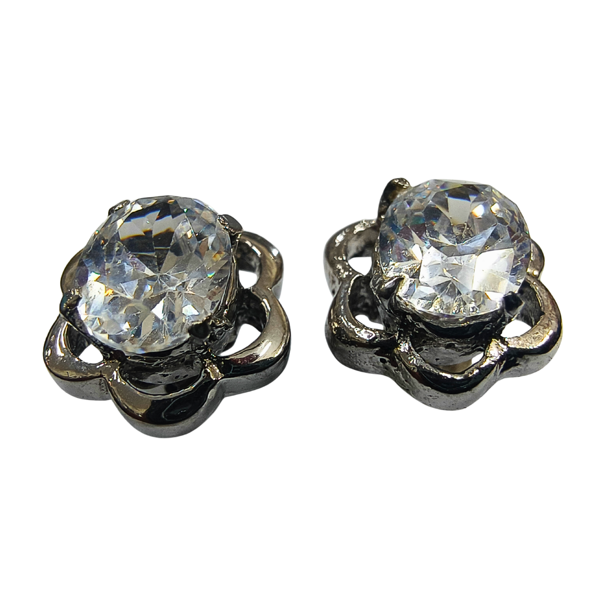 Classic Silver Eartops with Zirconia Studs