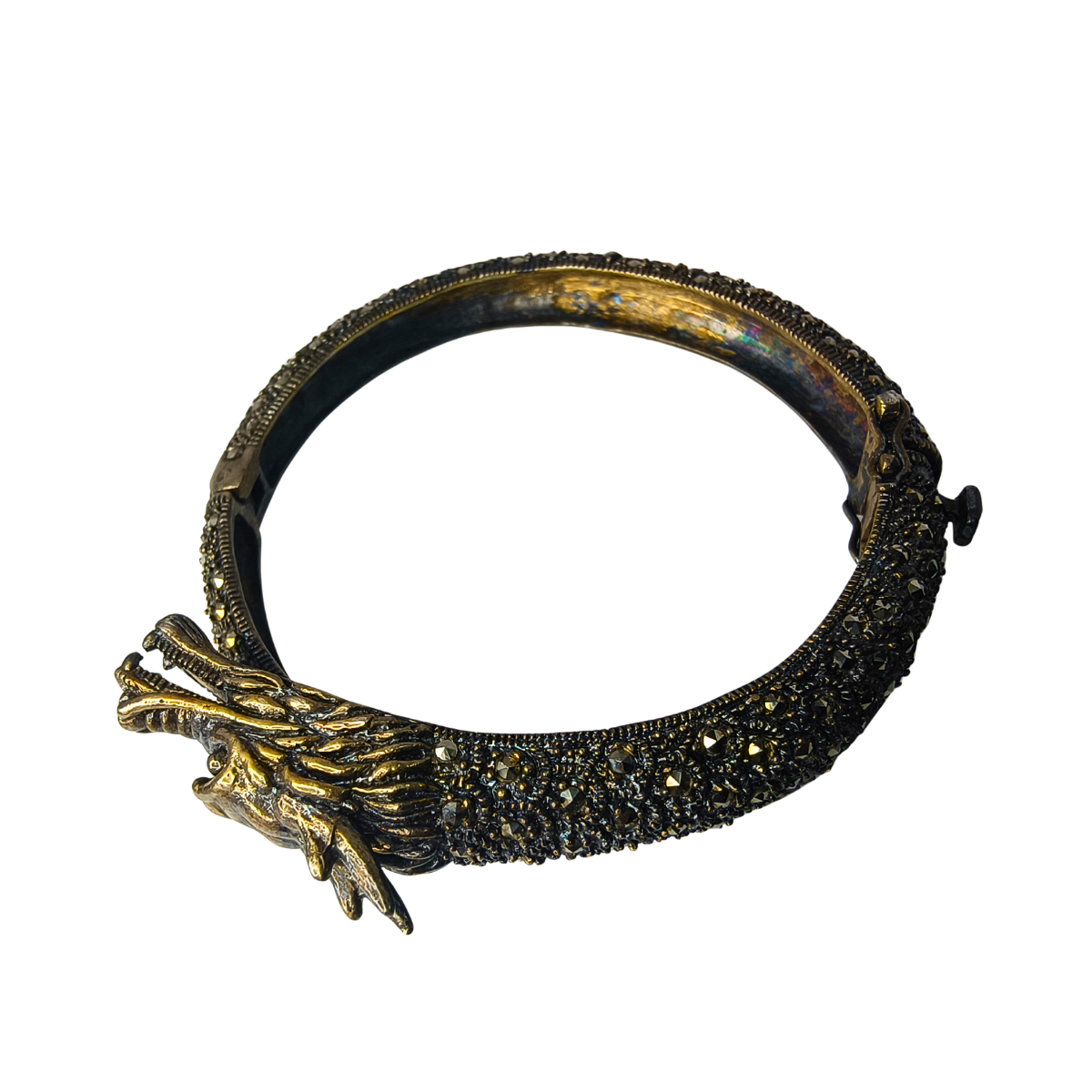 Imperial Dragon Face Silver Bangle
