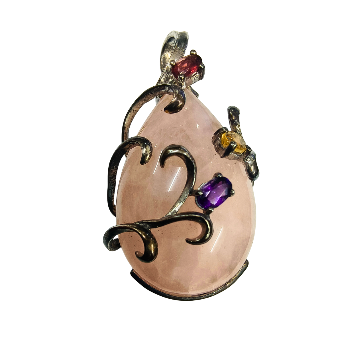 Mystic Rose Quartz Teardrop Pendant