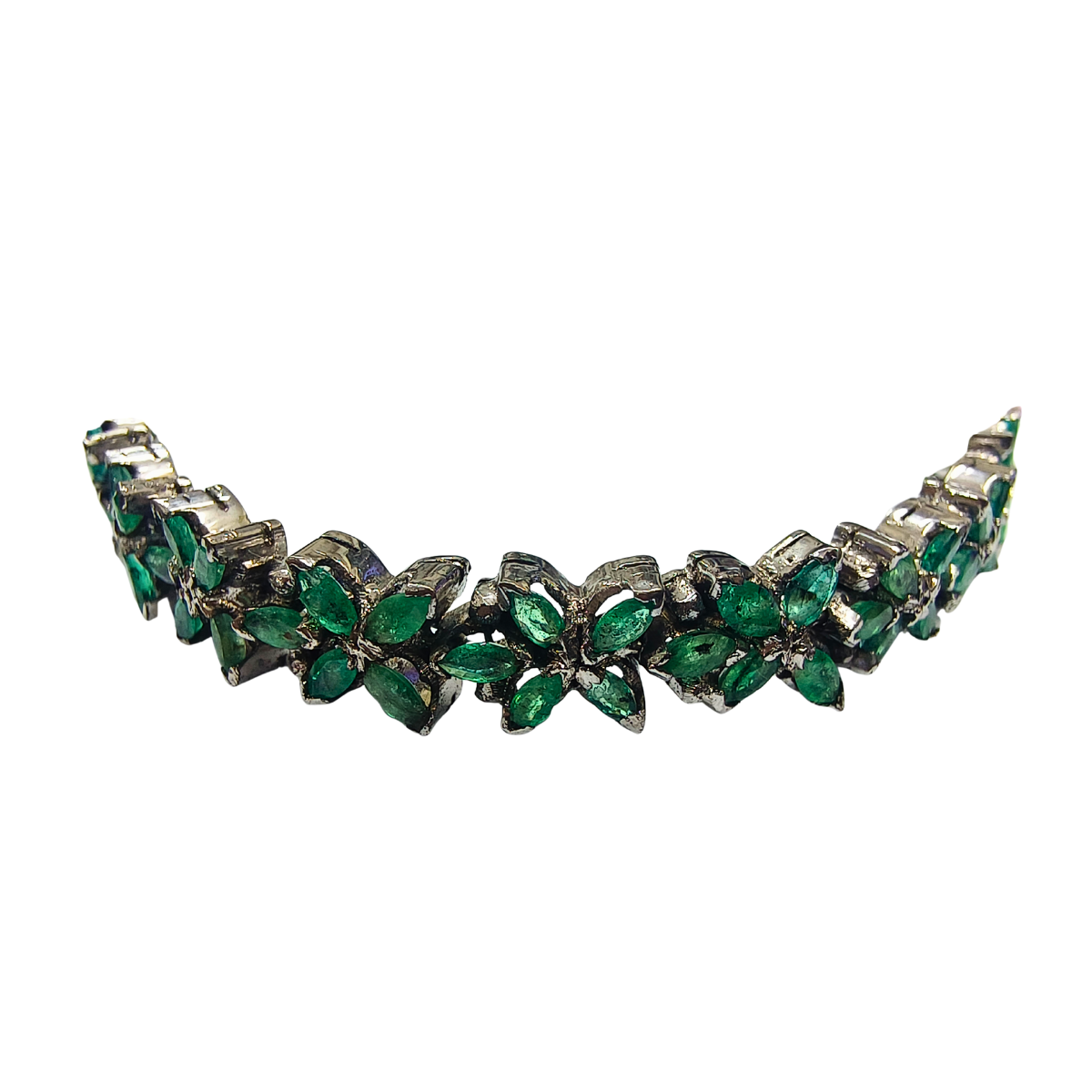 Timeless Emerald & Zirconia Petal Bracelet