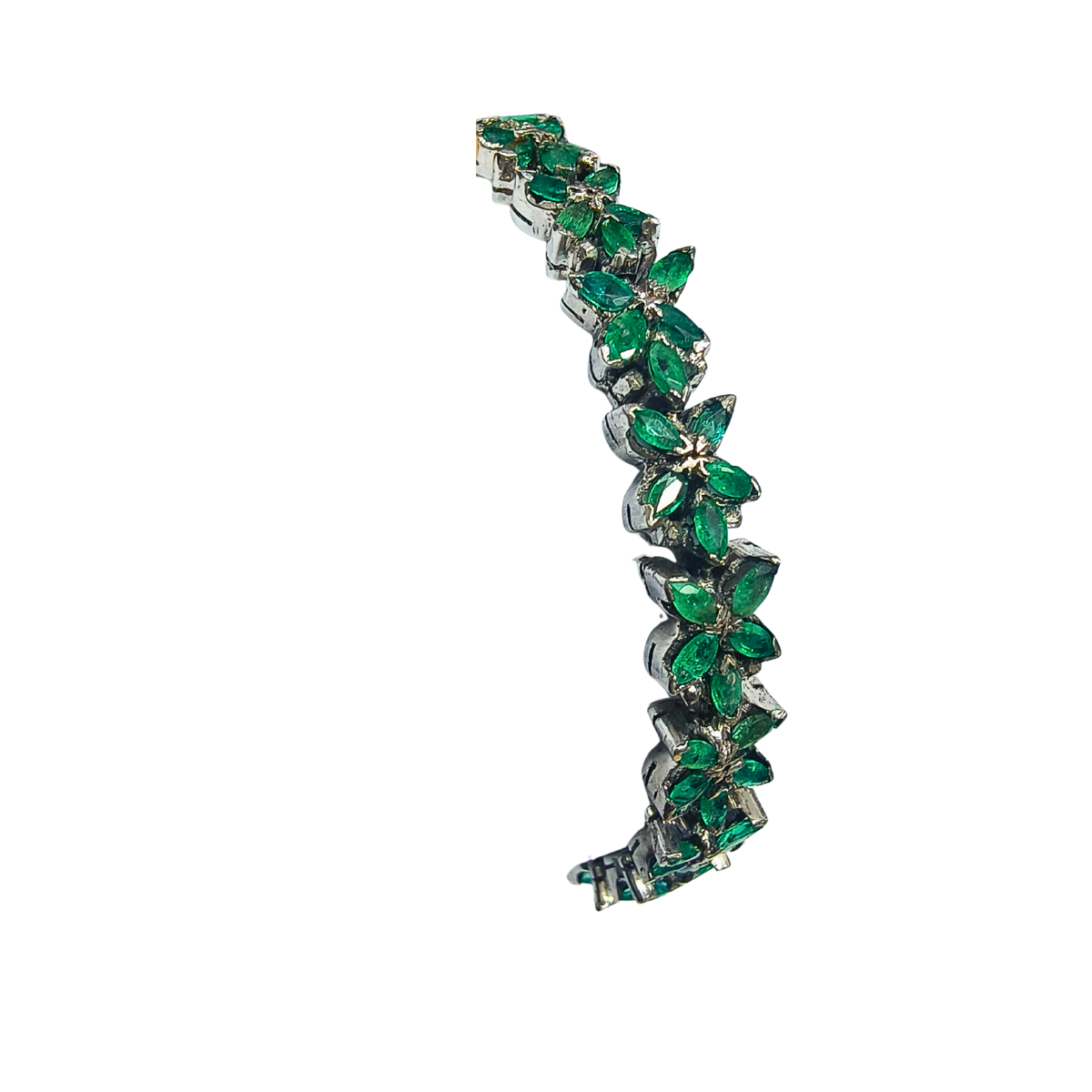 Timeless Emerald & Zirconia Petal Bracelet