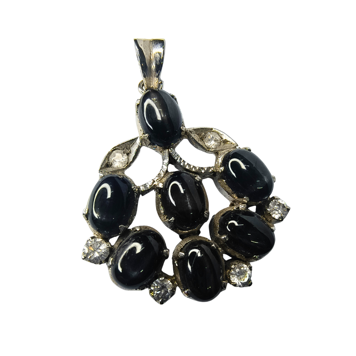 Midnight Black Star Silver Pendant with Zirconia Accents