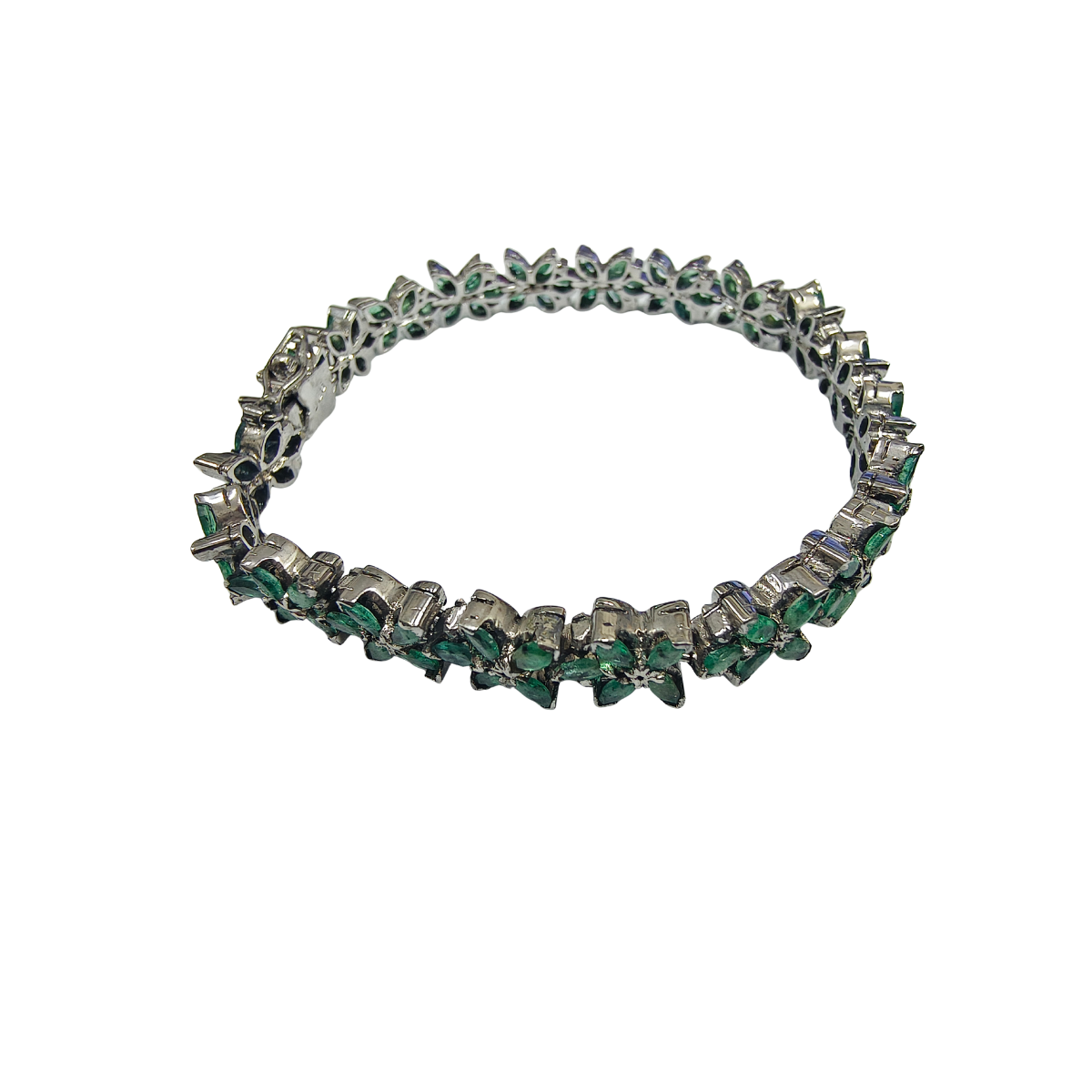 Timeless Emerald & Zirconia Petal Bracelet