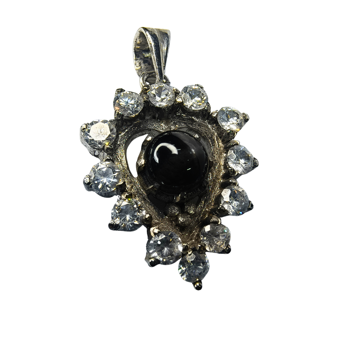 Black Star Silver Pendant with Zirconia Accents