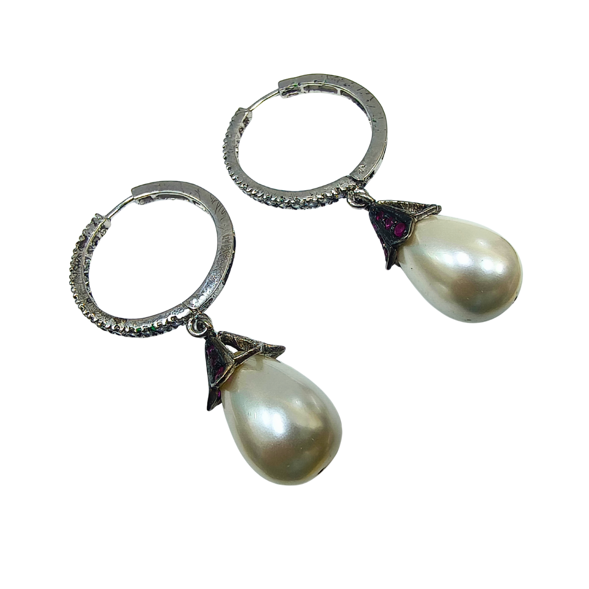 Classic Pearl Drop Earrings with Silver Finish