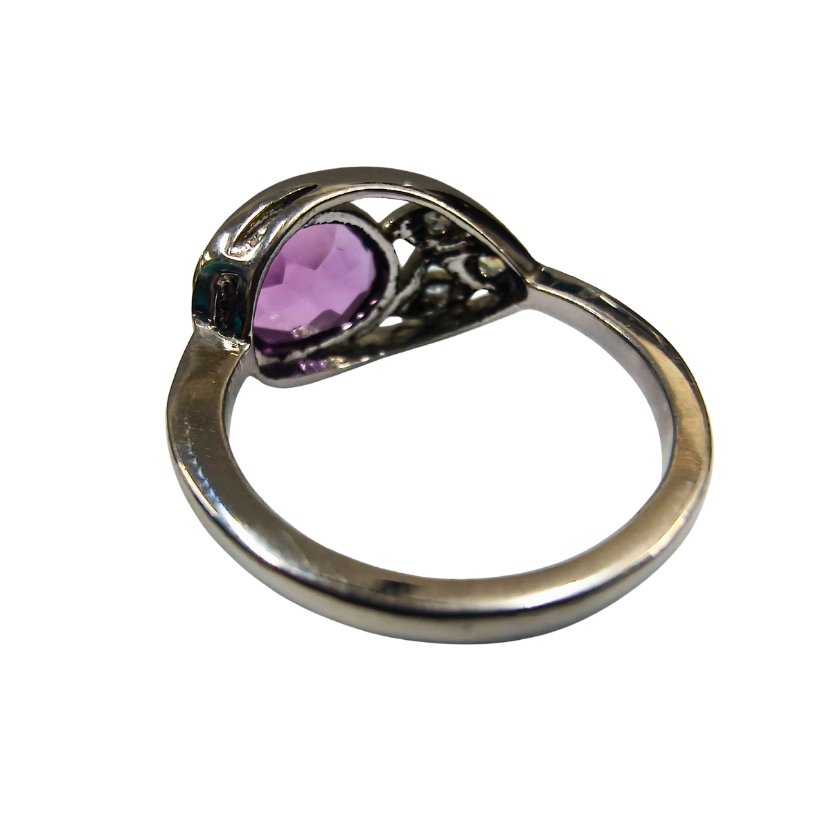 Regal Oval Amethyst & Zirconia Silver Ring