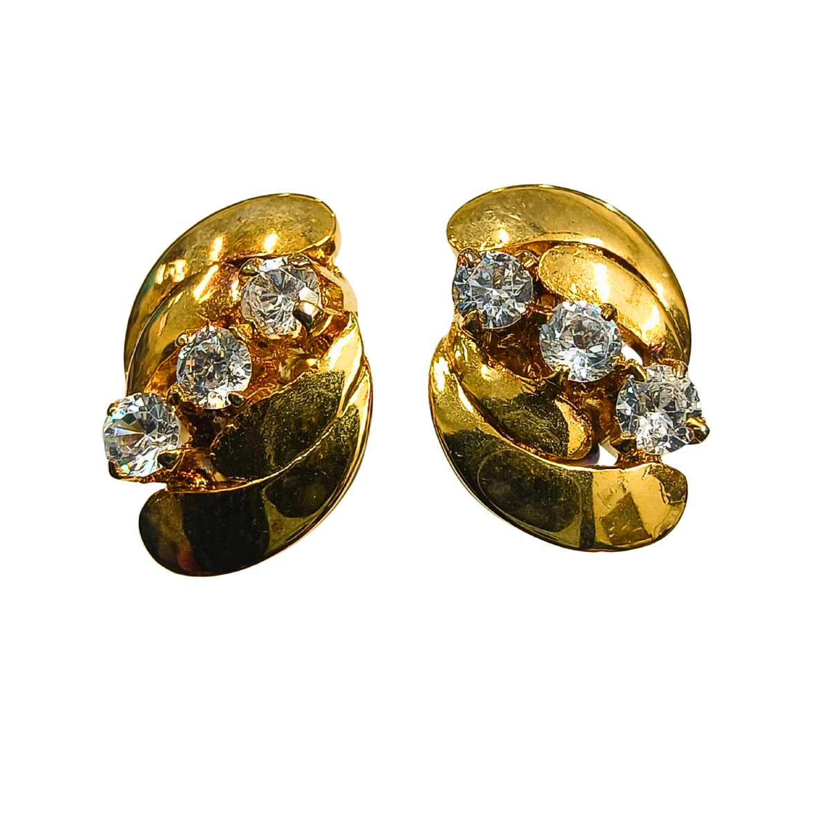 Luxe Zirconia Stud Eartops — Gold-Plated Silver