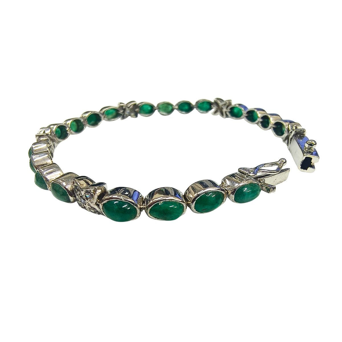 Emerald Radiance Bracelet with Zircon Accents