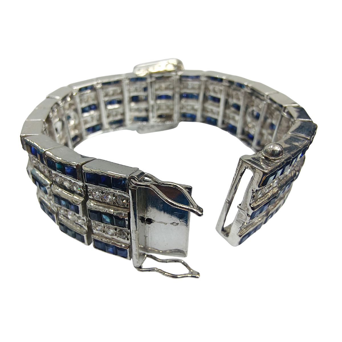 Geometric Blue Sapphire & Zircon Bracelet
