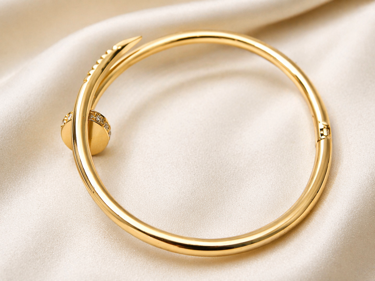 Nail Inspired Zircon Silver Bangle