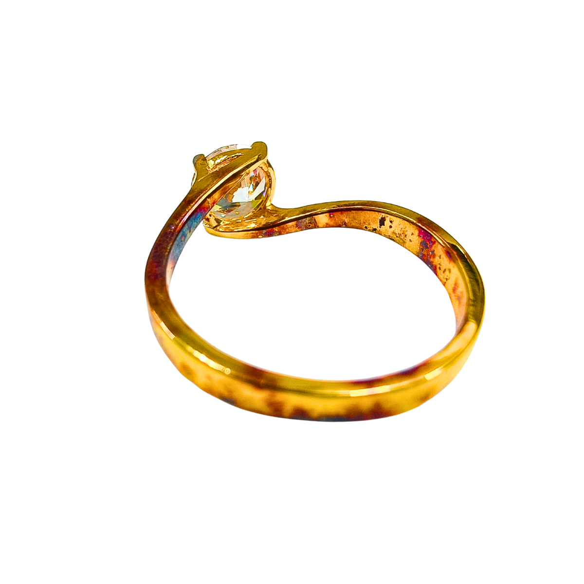 Classic Zircon Solitaire Ring in Gold-Plated Silver