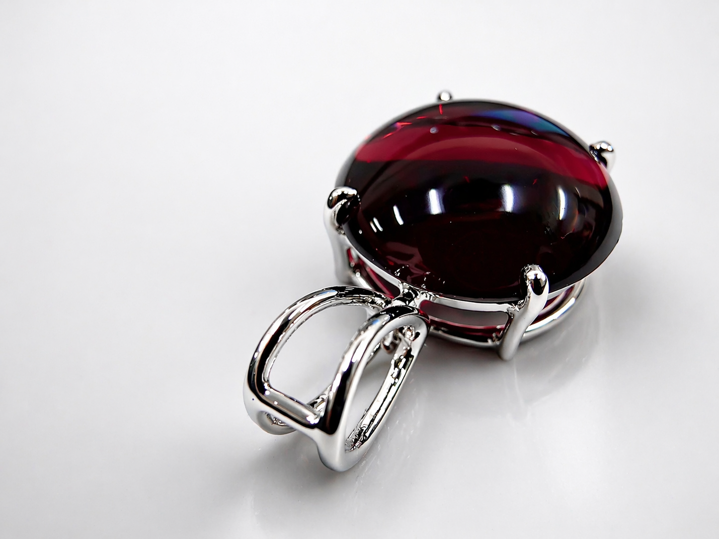 Garnet Cabocheon Silver Pendant