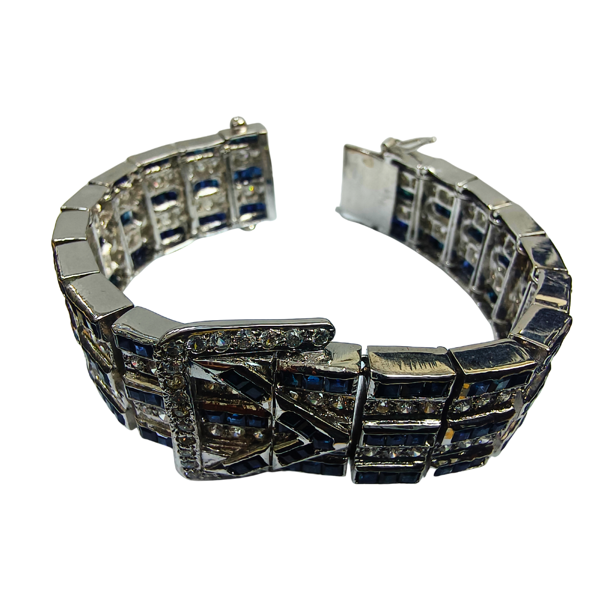 Geometric Blue Sapphire & Zircon Bracelet