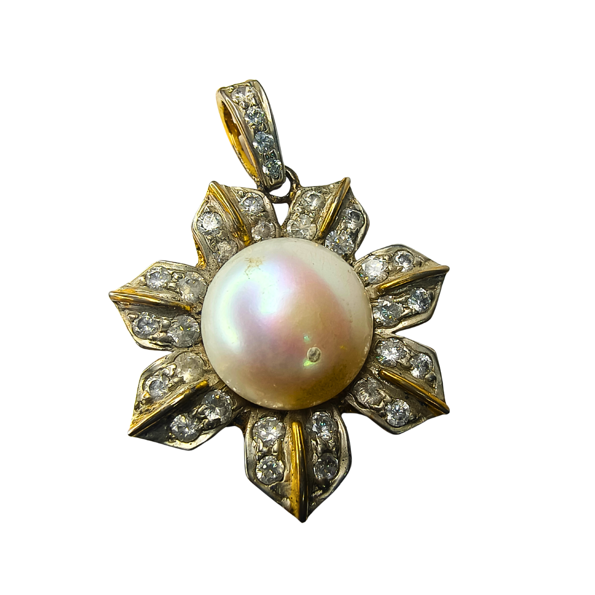 Celestial Pearl & Zirconia Star Pendant with Gold Plating