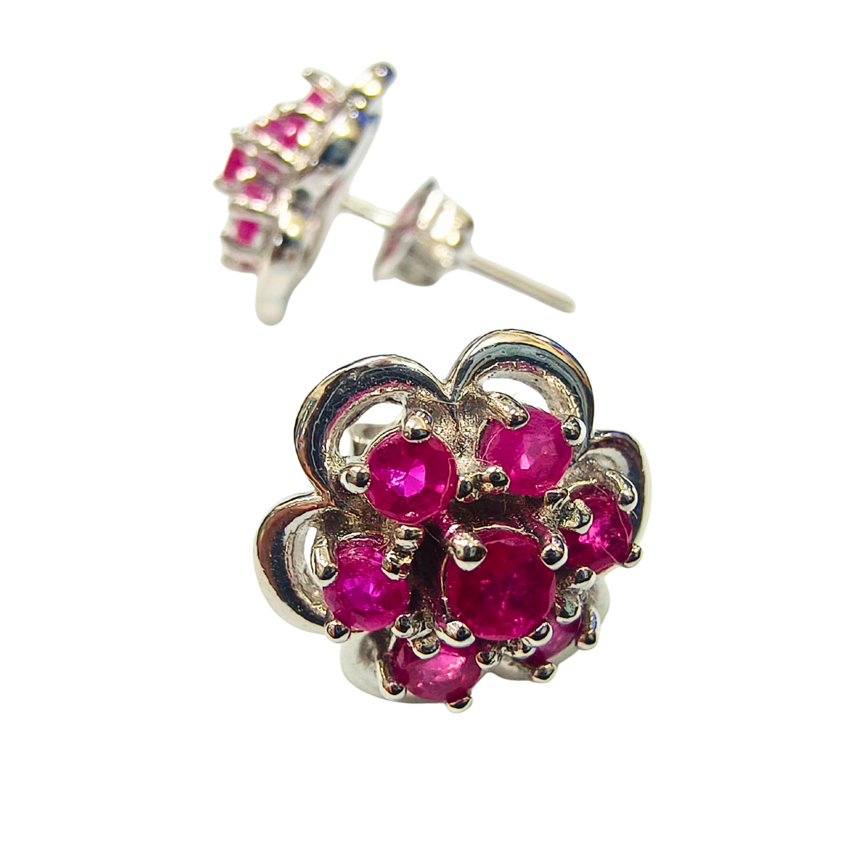Ruby Floral Stud Earrings