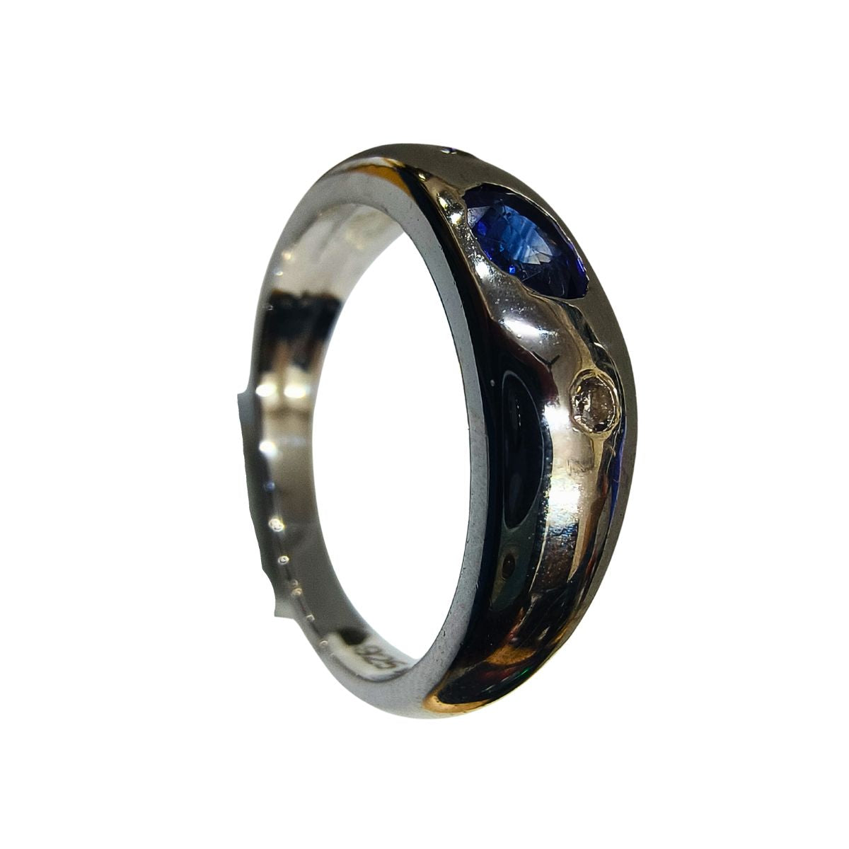 Modern Blue Sapphire Diamond (Lab Grown) Ring