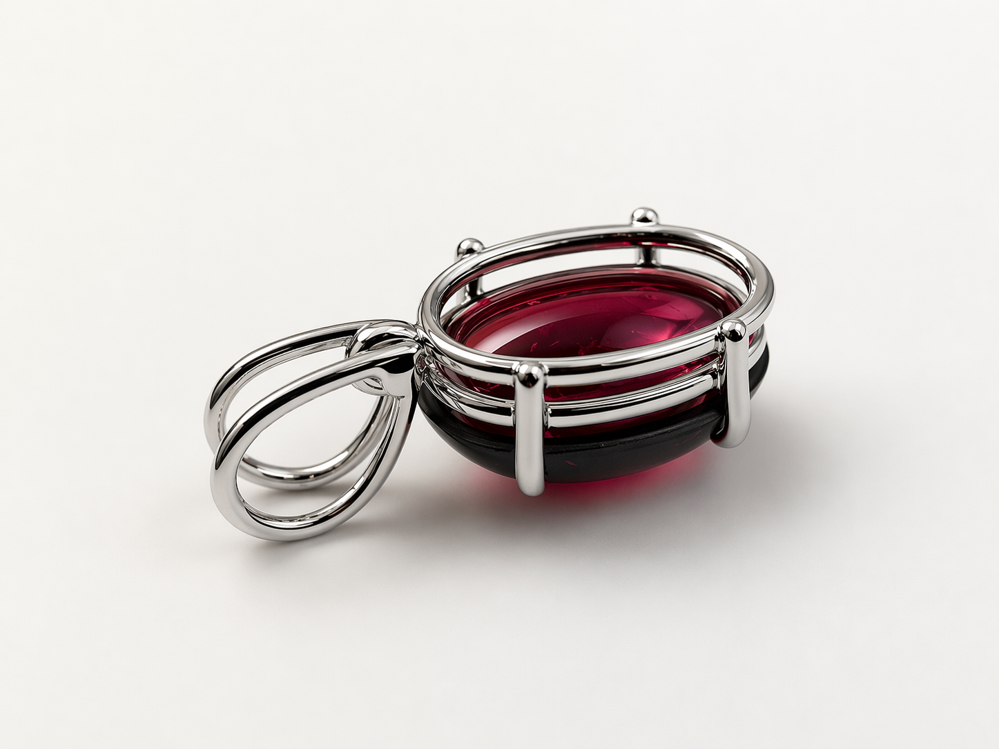 Garnet Cabocheon Silver Pendant