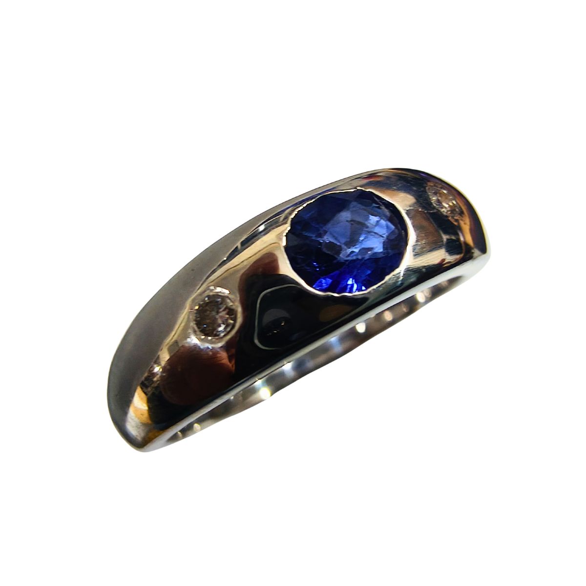Modern Blue Sapphire Diamond (Lab Grown) Ring