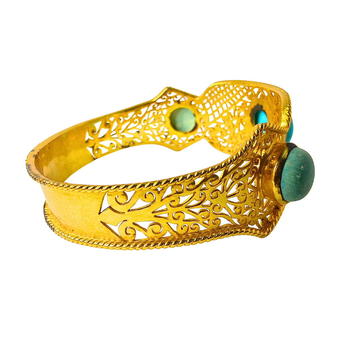 Luxe Turquoise & 18K Gold-Plated Silver Bangle