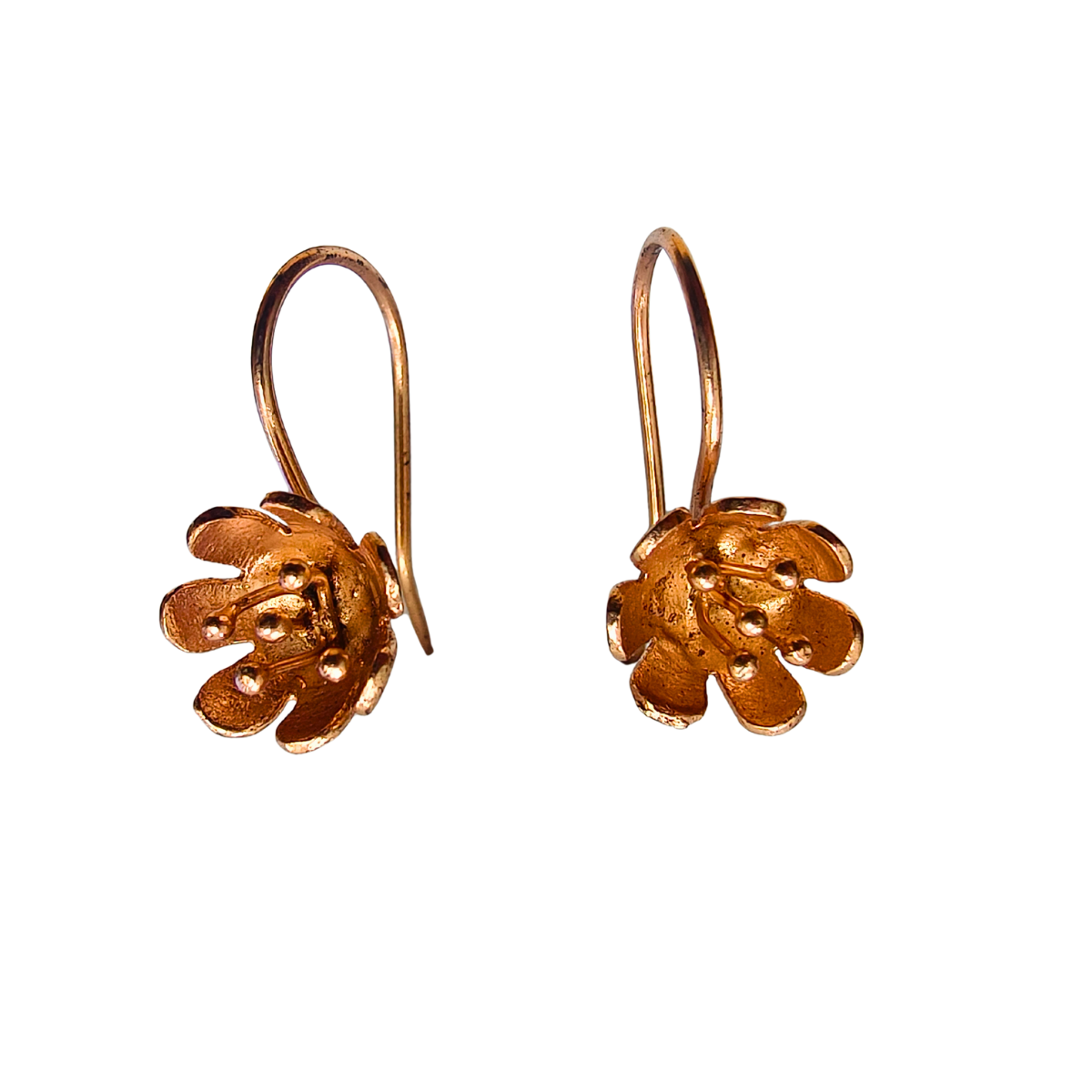 Delicate Flower Eartops with Rose Gold Finish