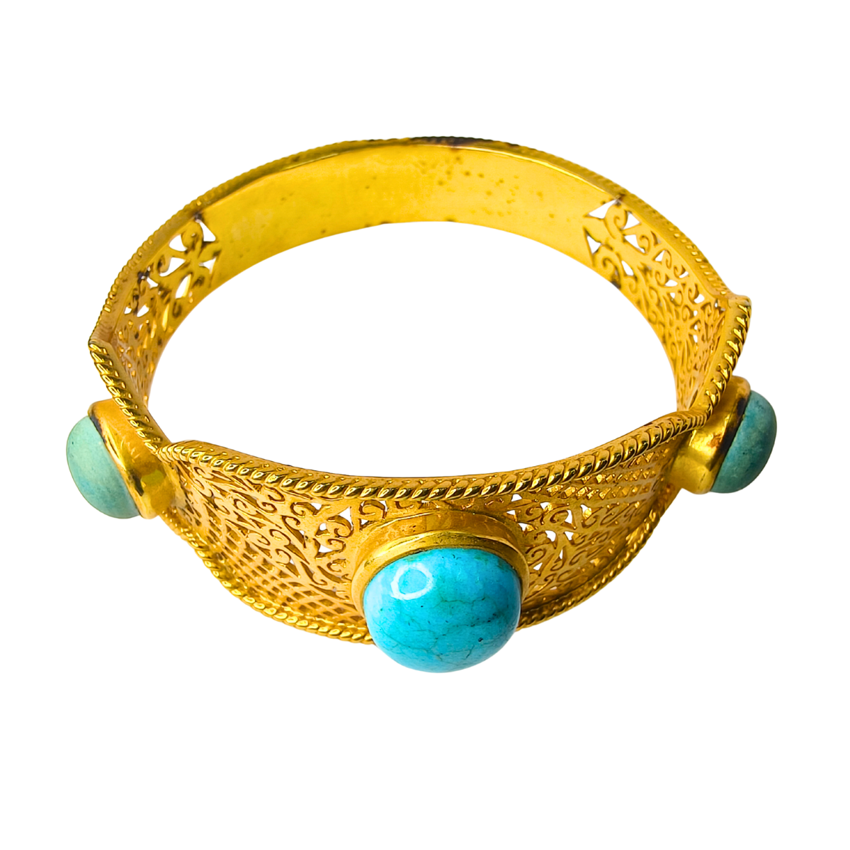 Luxe Turquoise & 18K Gold-Plated Silver Bangle