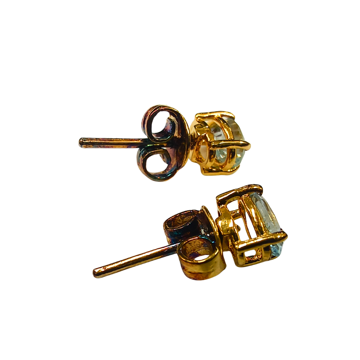 Ocean Glow Aquamarine Stud Earrings in Gold Plating