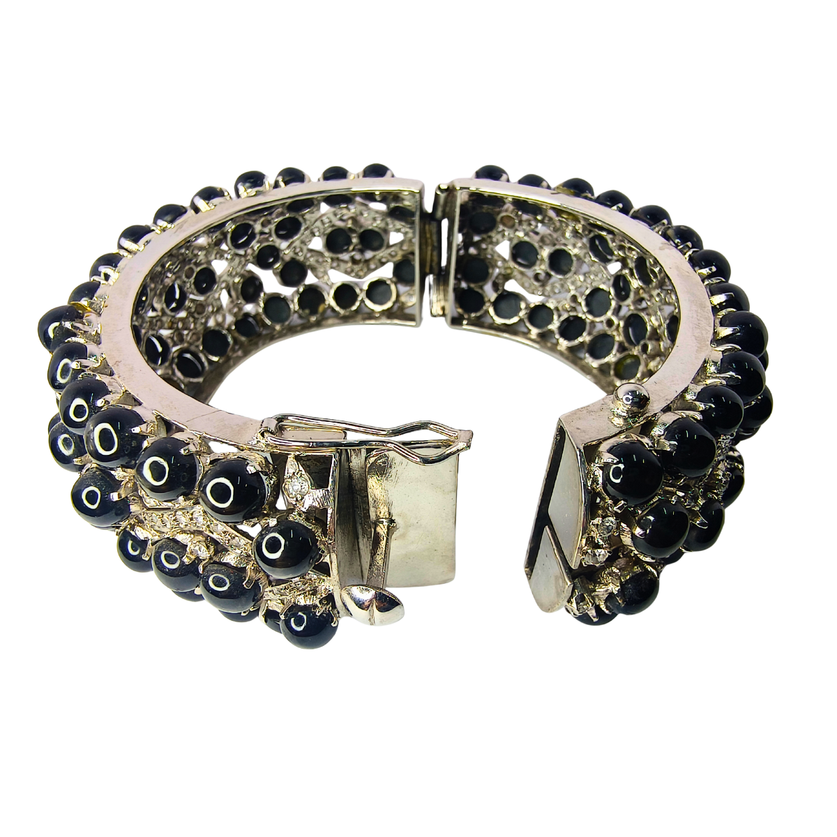 Statement Black Star & Zirconia Layered Bangle