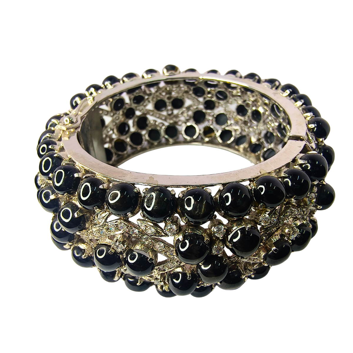 Statement Black Star & Zirconia Layered Bangle