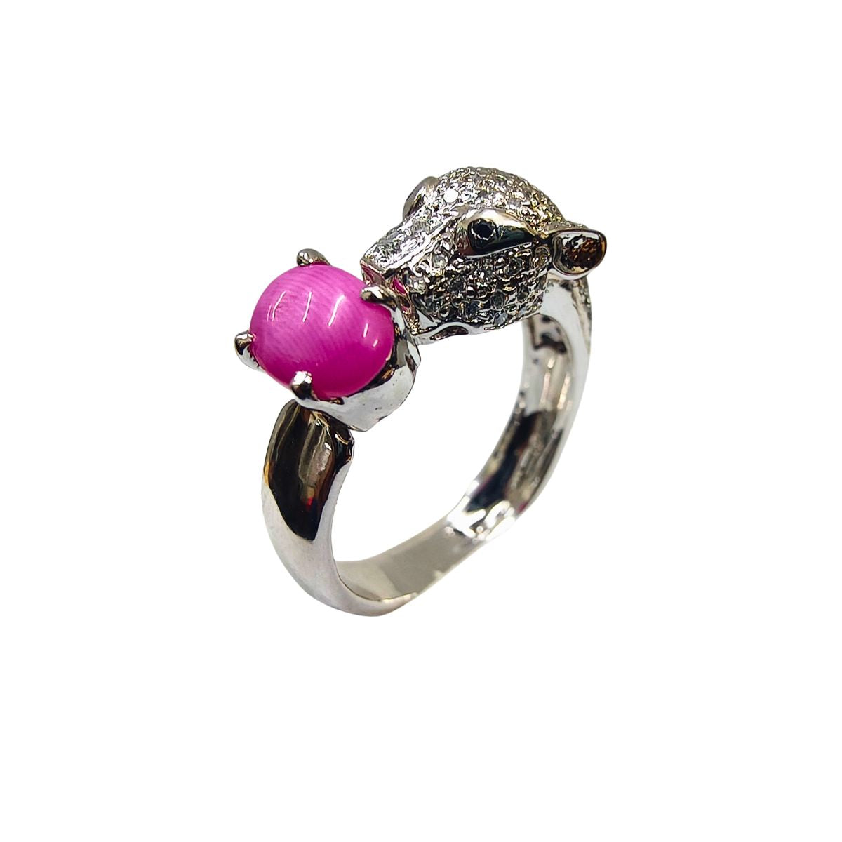 Lion Face Ring with Lundi Star & Lab Diamonds