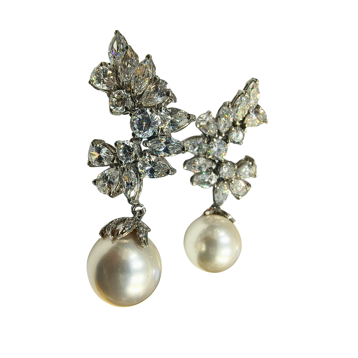 Lustre Pearl Drop Earrings with Zirconia Sparkle