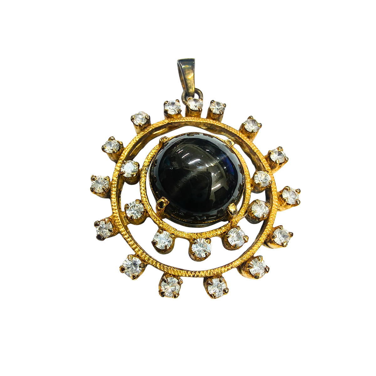 Black Star Halo Pendant with Zirconia Accents