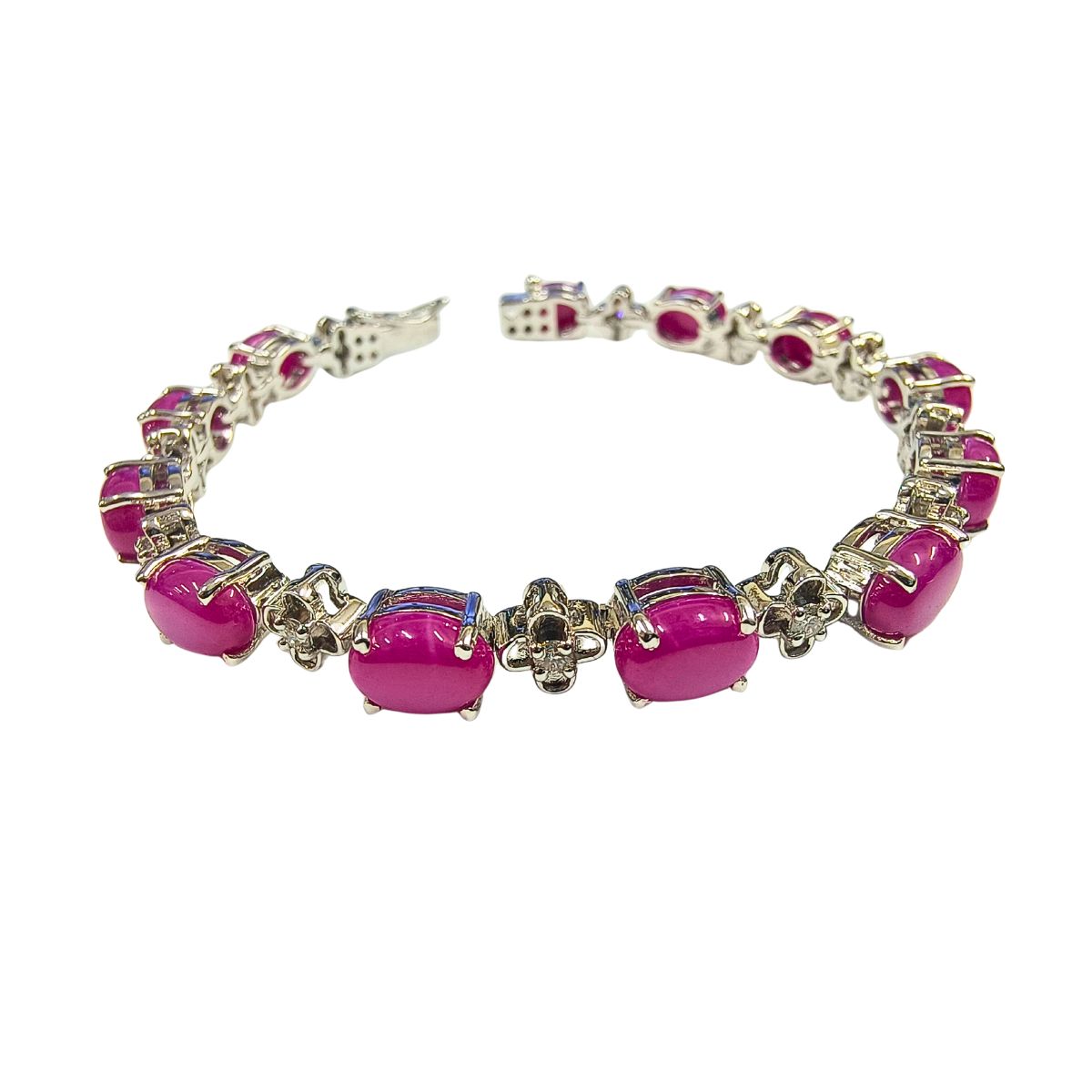 Refined Red Lundi Gemstone Silver Bracelet