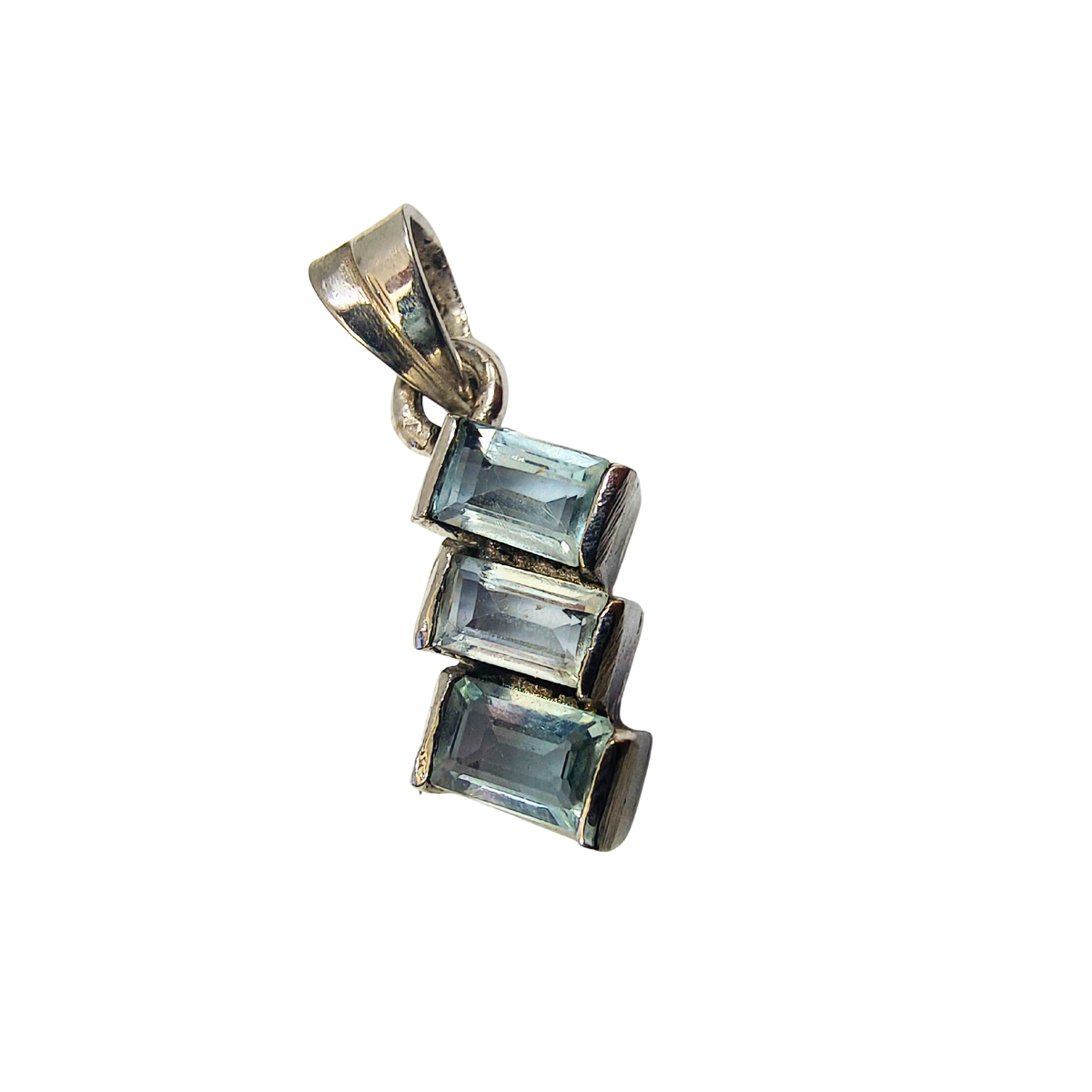 Sleek Crystal Blue Rectangle Aquamarine Pendant
